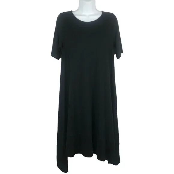 Eileen Fisher | Dresses | Eileen Fisher Short Sleeve High Low Hem Black  Jersey Dress | Poshmark